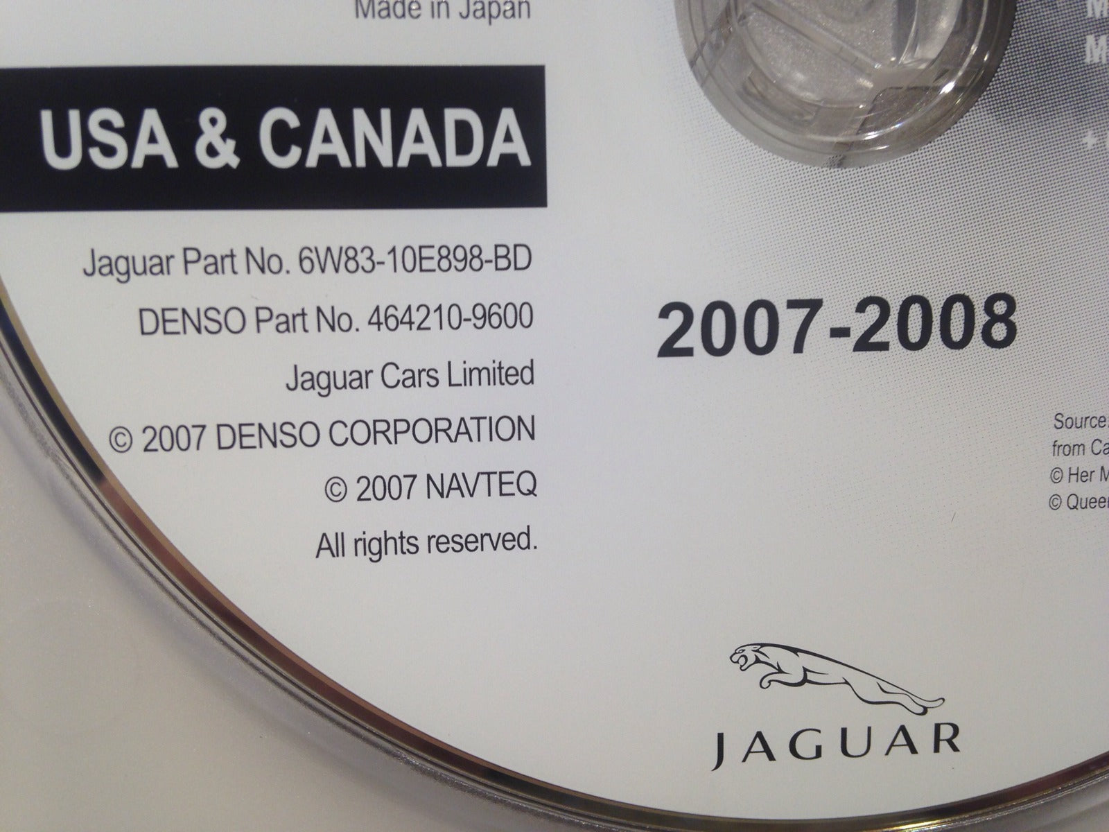 Jaguar XF XK XKR Navigation DVD 6W83-10E898-BD Map 2007-2008 East & West 2 Discs