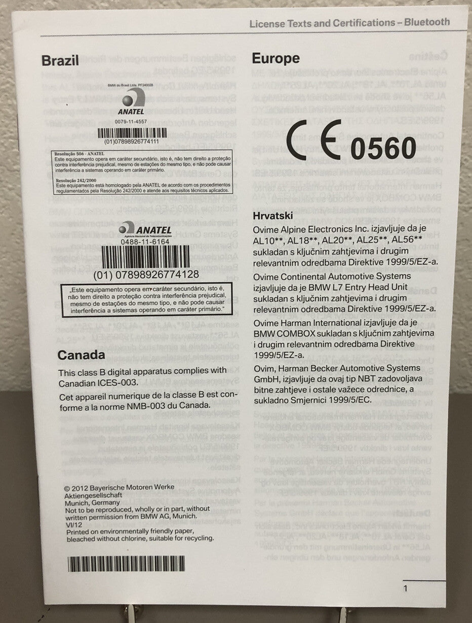 2013 BMW 5 Series Sedan 528i 535i 550i xDrive OEM Owner's Manual Set w/iDrive