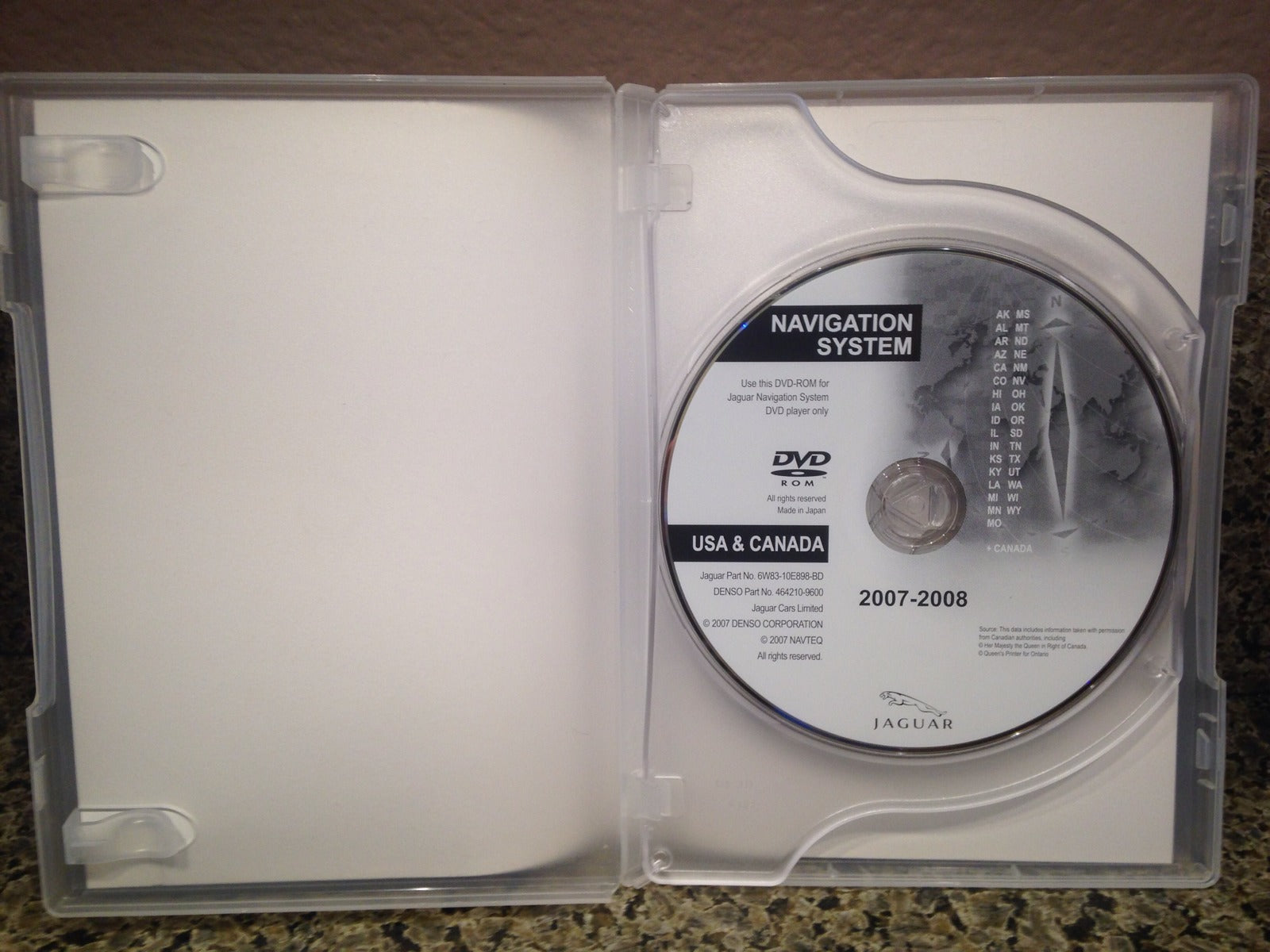 Jaguar XF XK XKR Navigation DVD 6W83-10E898-BD Map 2007-2008 East & West 2 Discs