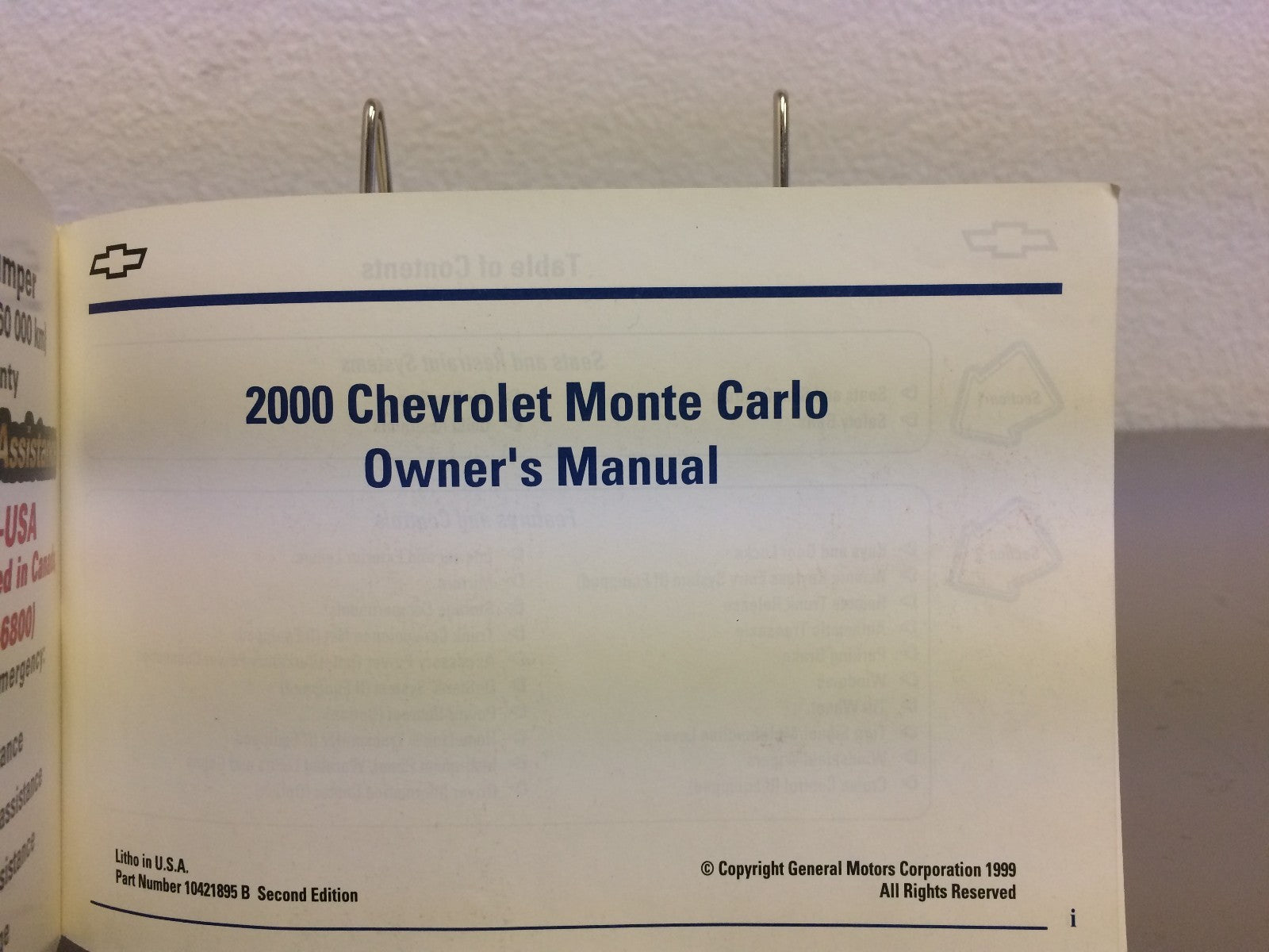 2000 Chevrolet Chevy Monte Carlo Genuine OEM Owner's Manual Set w/Case
