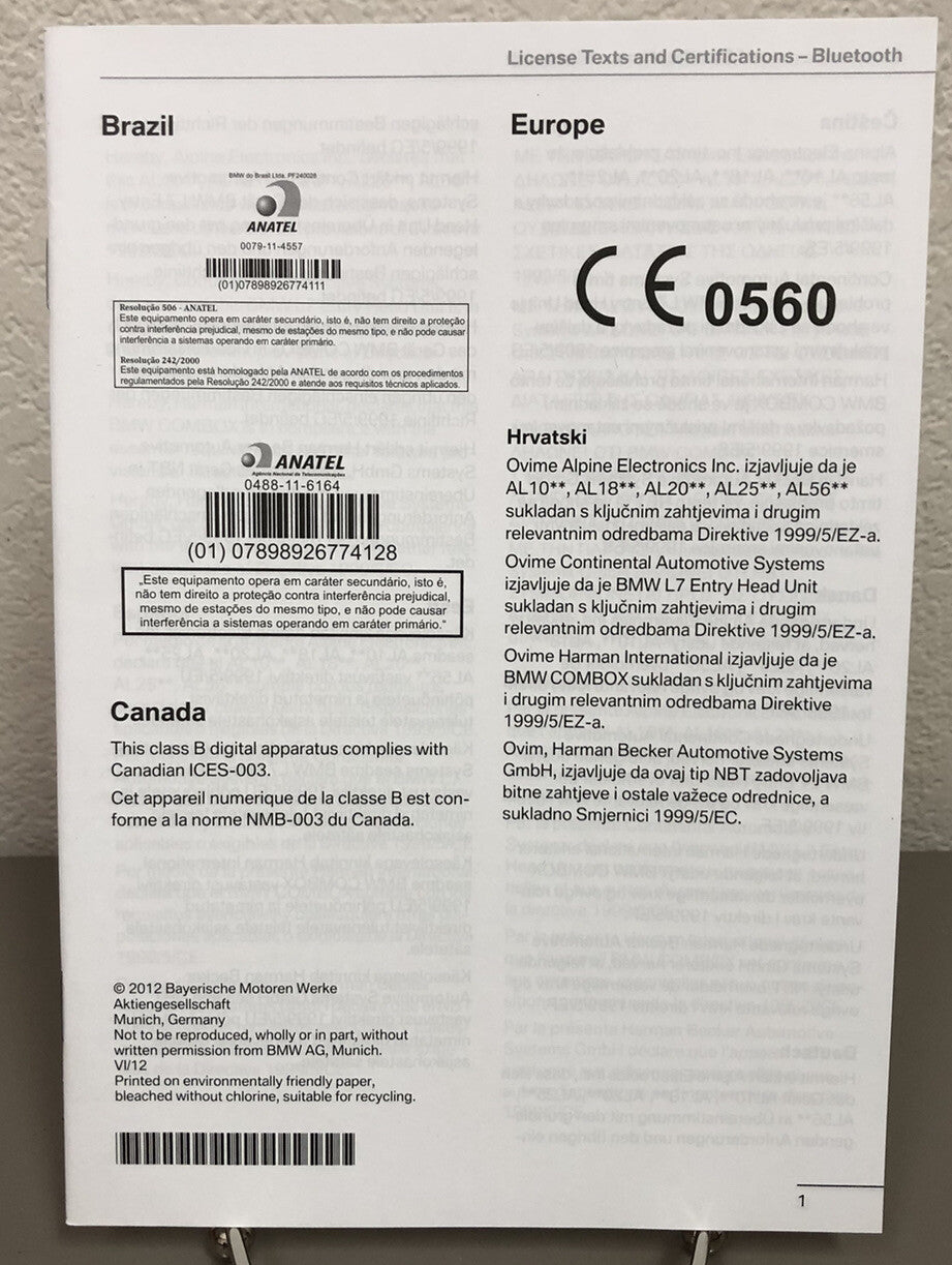 2013 BMW X1 Genuine OEM Owner's Manual Set with iDrive/Navigation and BMW Case