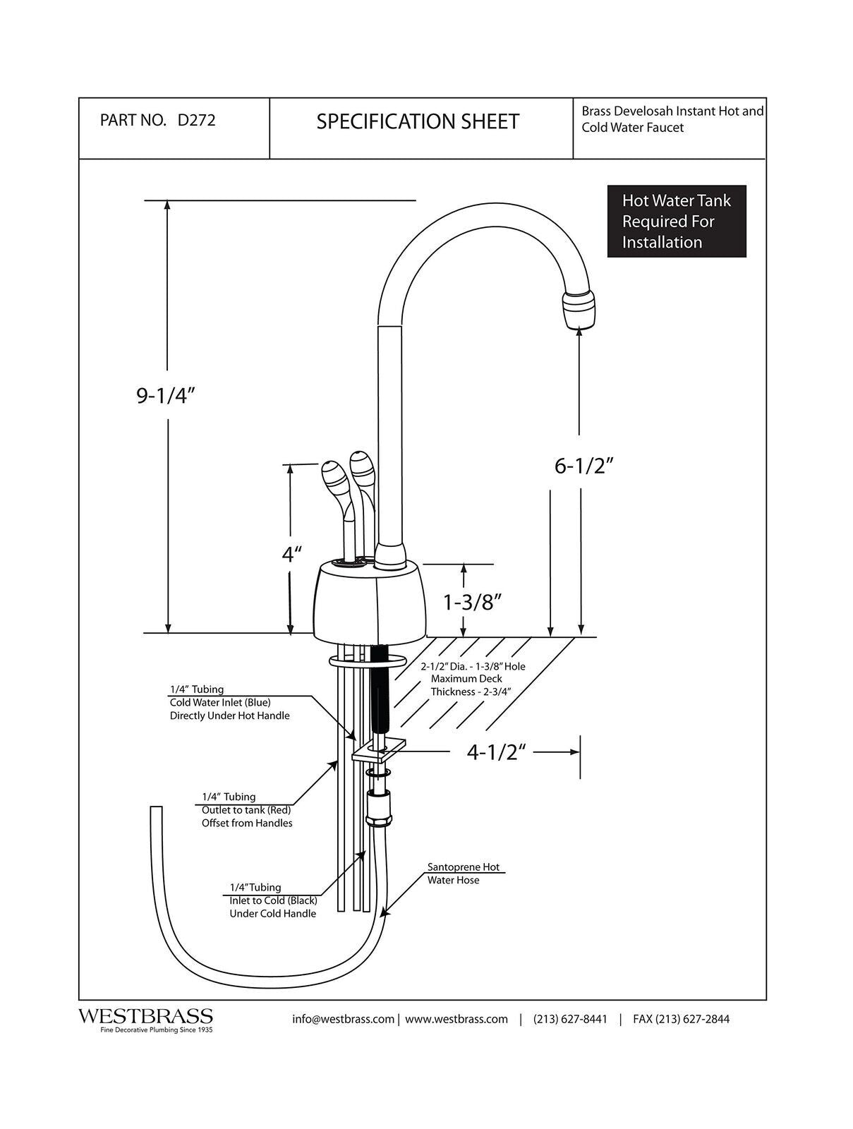 Westbrass D272-12 Hot/Cold Dispenser. Free Shipping