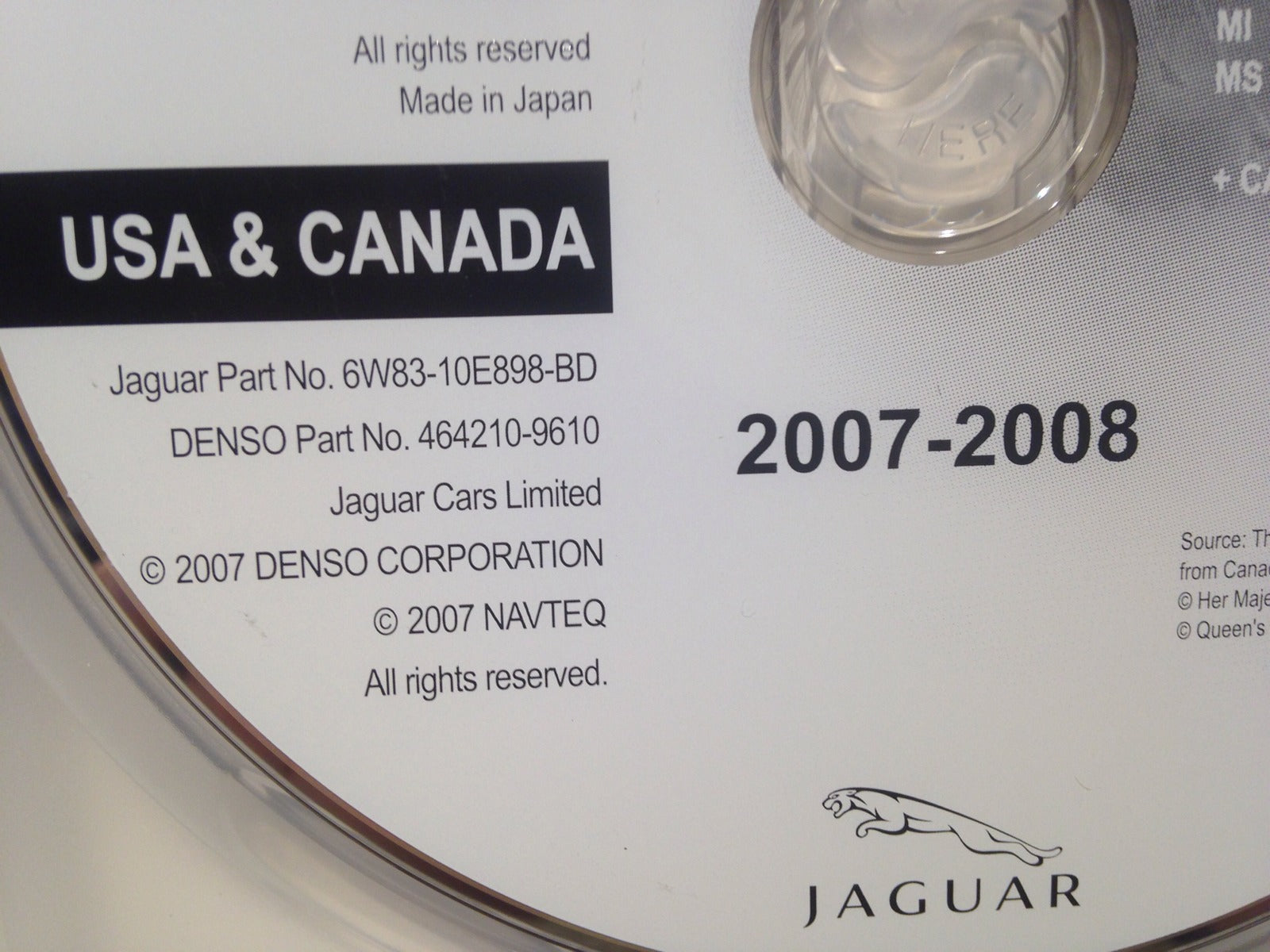 Jaguar XF XK XKR Navigation DVD 6W83-10E898-BD Map 2007-2008 East & West 2 Discs