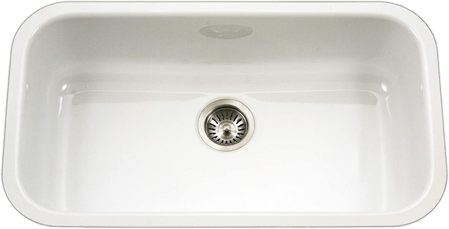 Houzer Porcela 30-9/10" Single Basin Undermount Porcelain Enameled Kitchen Sink