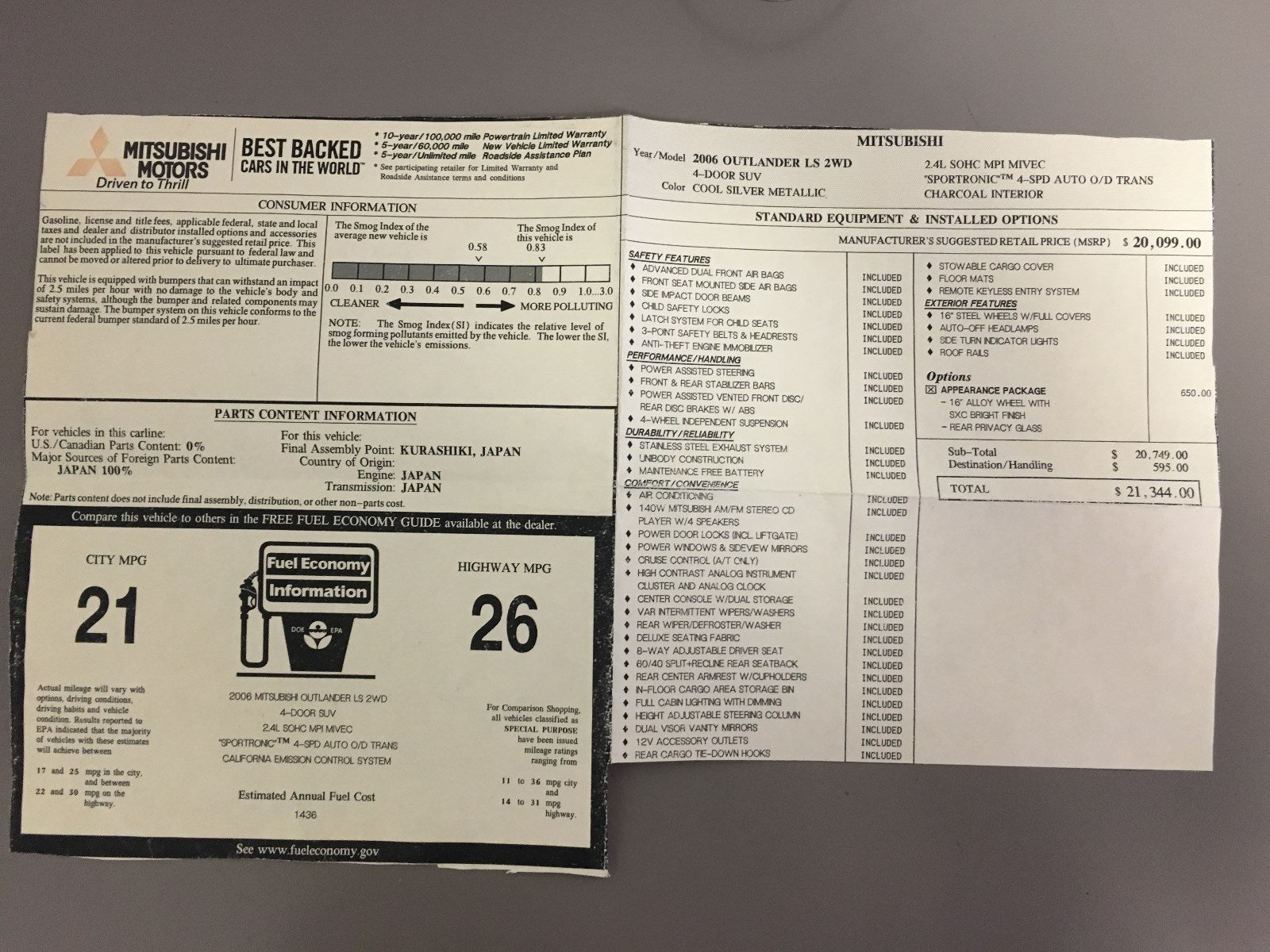 2006 Mitsubishi Outlander Genuine OEM Owner's Manual Set w/Case--Free Shipping!