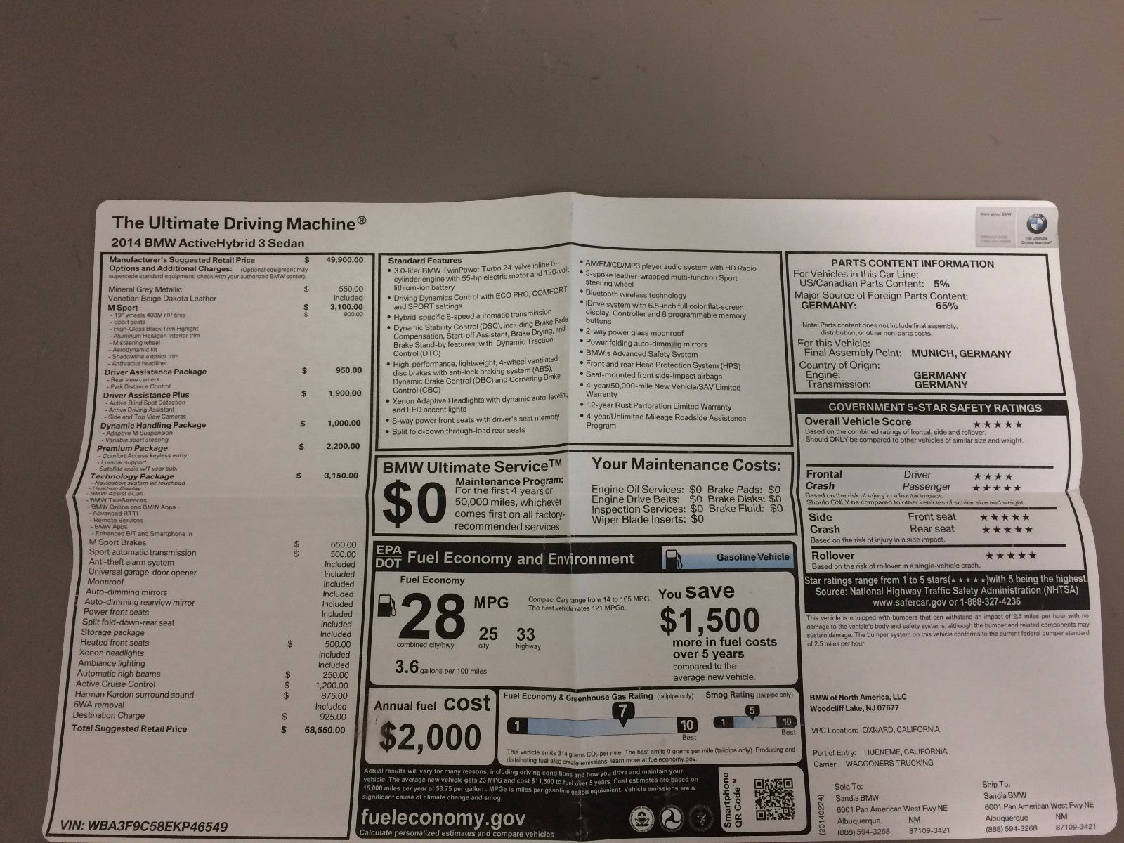 2014 BMW Active Hybrid 3 OEM Owner's Manual w/ iDrive & Navigation Instructions