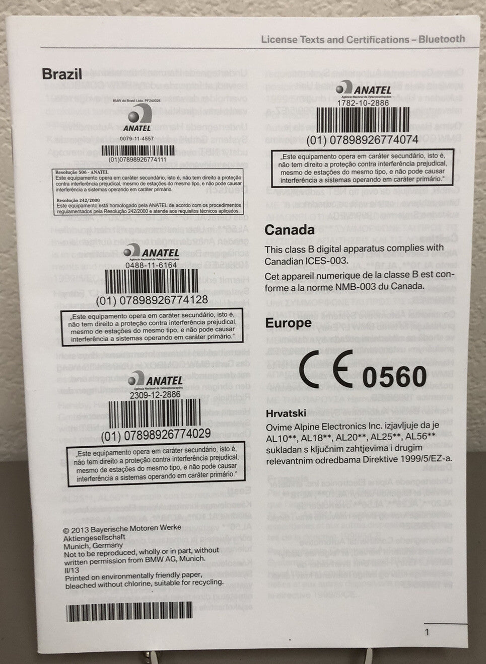 2014 BMW X1 sDrive28i xDrive28i xDrive35i OEM Owner's Manual w/iDrive Navigation