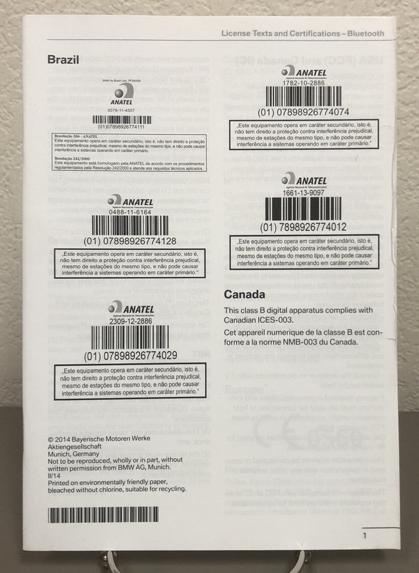 2014 BMW 3 Series Sedan Genuine OEM Owner's Manual Set w/Case and Navi Manual