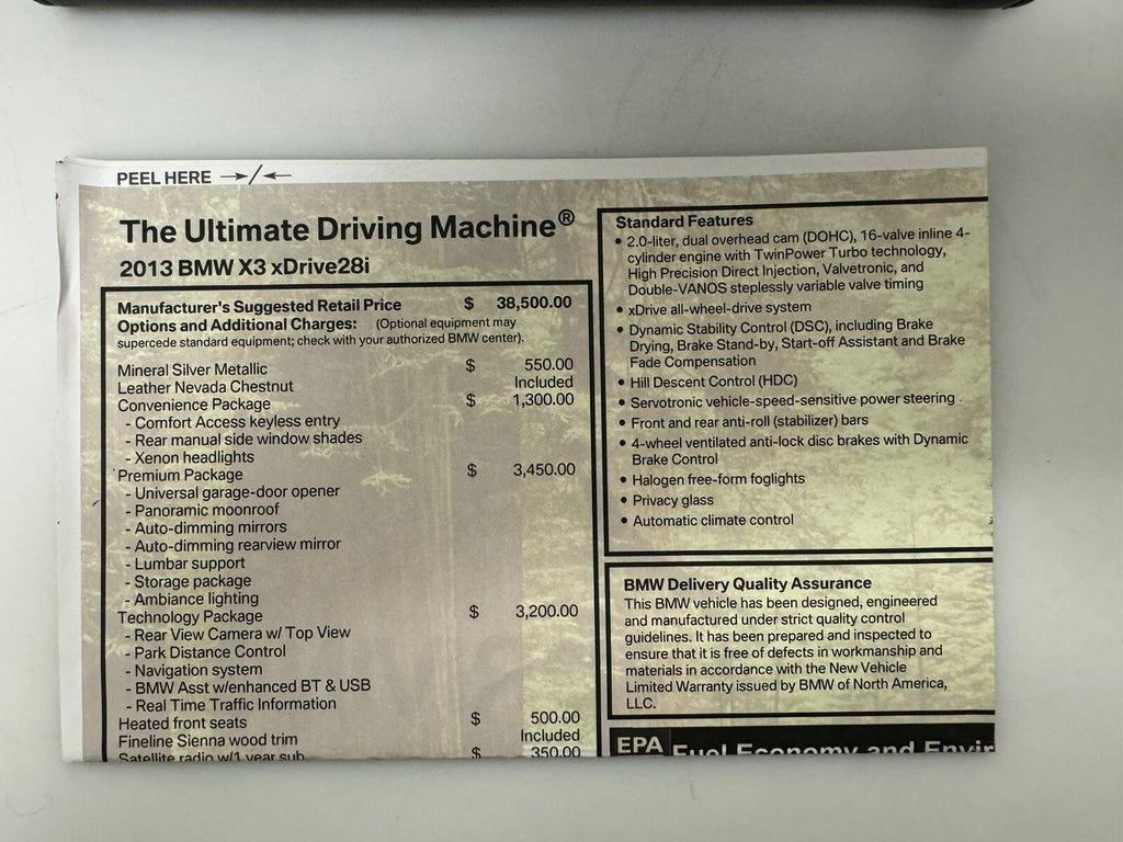 2013 BMW X3 Genuine OEM Owner's Manual Set w/Navigation Manual & BMW Case