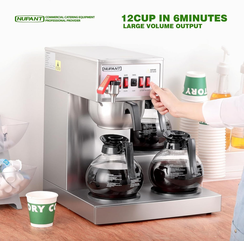 Nupant 12 Cup Commercial Coffee Maker-Automatic Water Fill-New Open Box Special