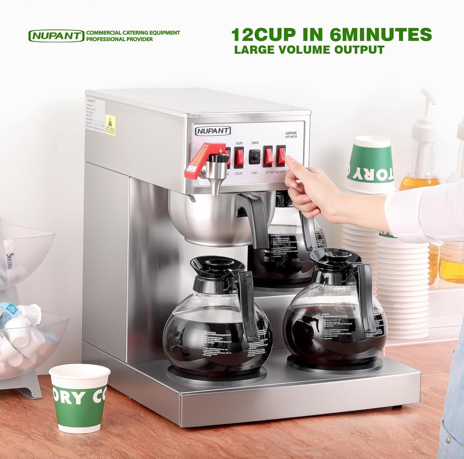 Nupant 12 Cup Commercial Coffee Maker-Automatic Water Fill-New Open Box Special