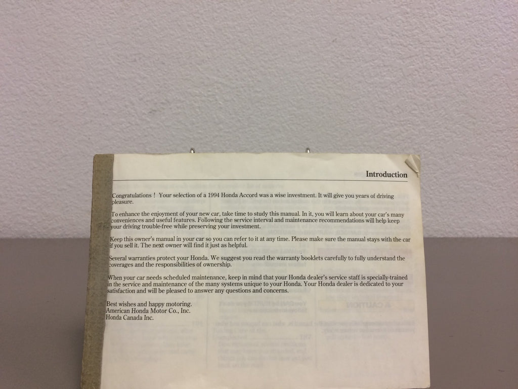1994 Honda Accord Sedan Genuine OEM Owner's Manual--Free Shipping!