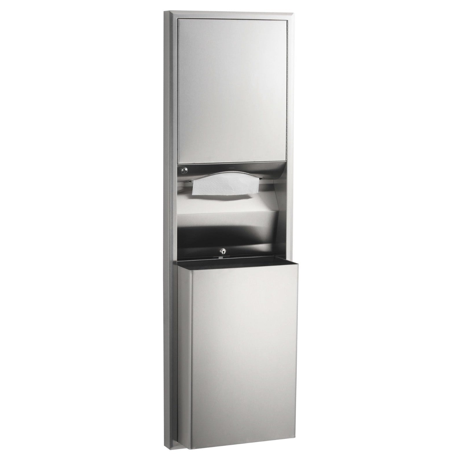 B-3942 Bobrick ClassicSeries™ Semi Recessed Paper Towel Dispenser & Trash Can