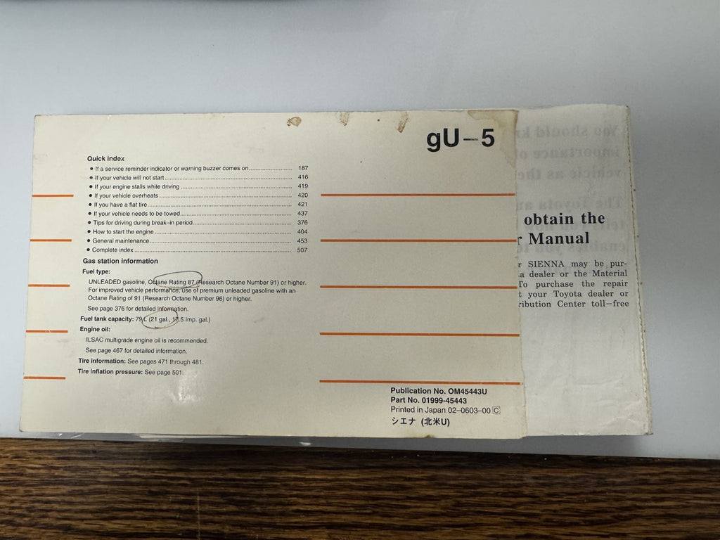 2006 Toyota Sienna Genuine OEM Owner's Manual Set with Toyota Case
